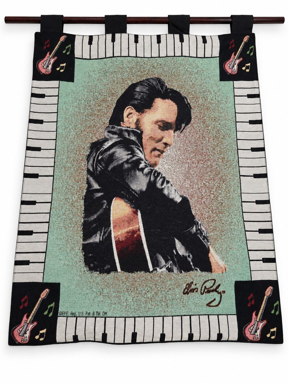 SceneWeaver Elvis Presley Theme Throw Tapestry Wall Hanging Piano Keys USA